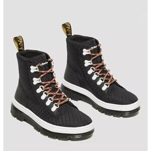 DR. MARTENS Combs Ripstop Nylon Combat Boots Size 9 Black NEW Casual Fall Hiking